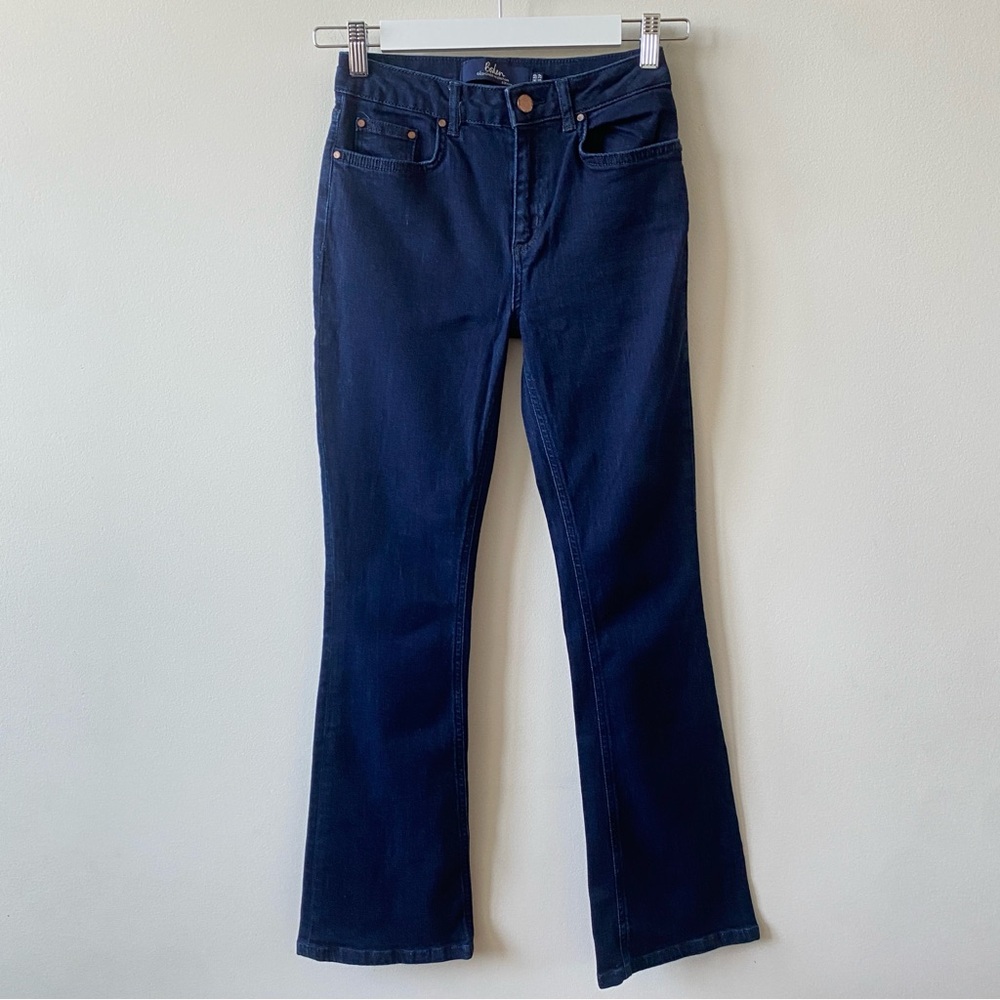 Boden High Rise Flare Bootcut Slim Indigo Dark Blue Jeans Size 2 Petite